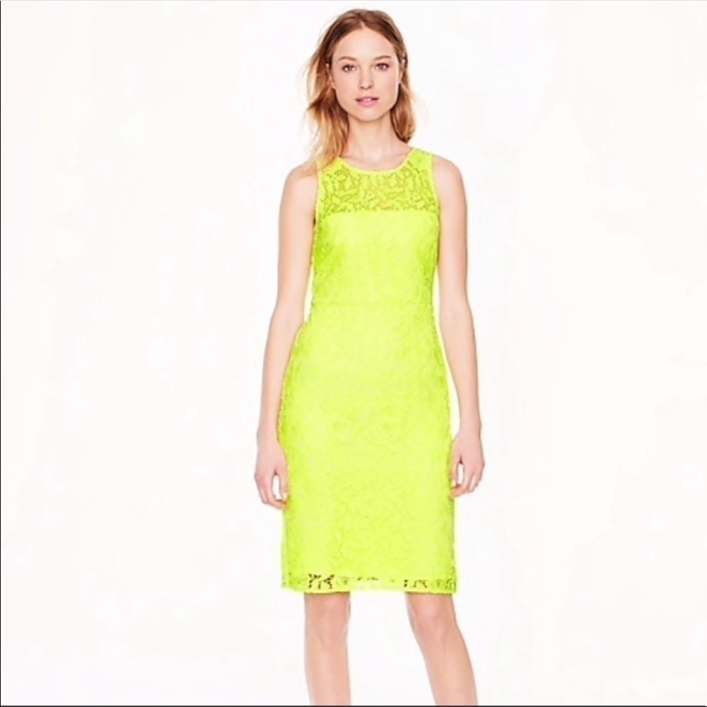 J. Crew Collection Lace Sheath Dress Neon Green